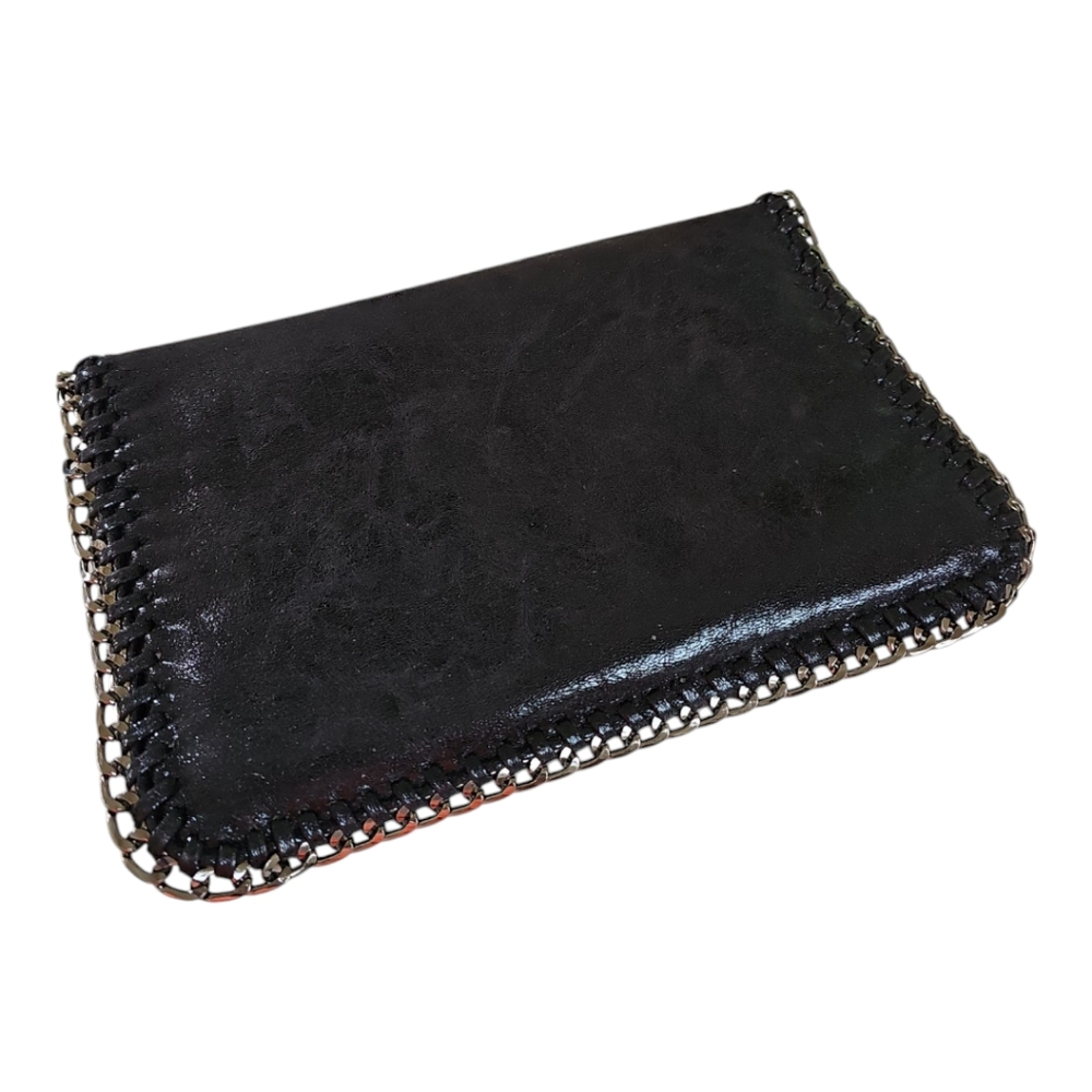 Black Clutch Evening Bag w/ Chain Trim - Picture 5 of 6
